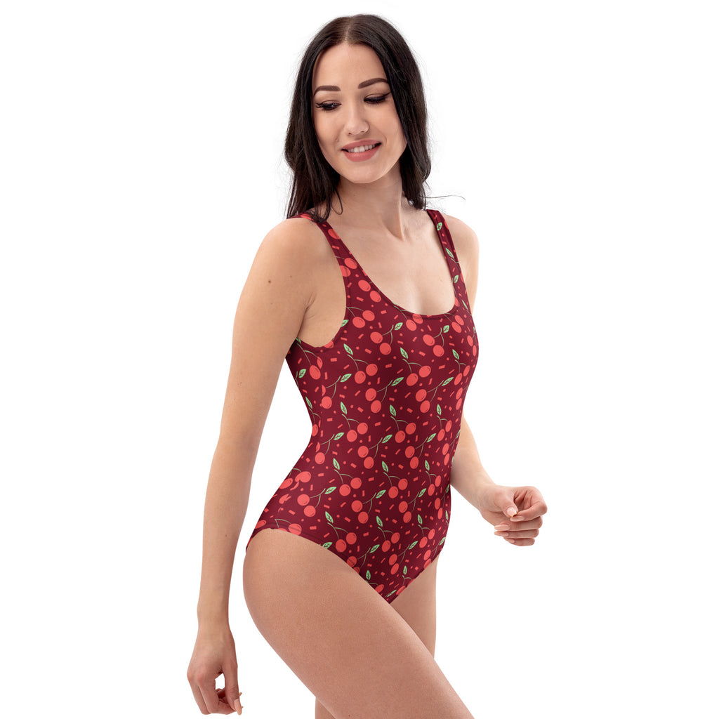 Women's Cherry Sprinkle Buttery Soft Swimsuit With UPF 50+