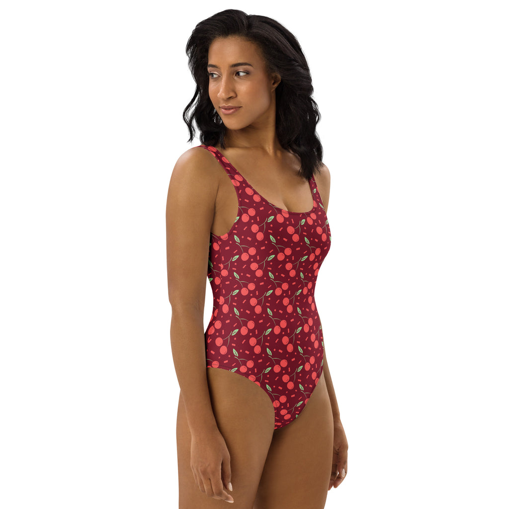Women's Cherry Sprinkle Buttery Soft Swimsuit With UPF 50+