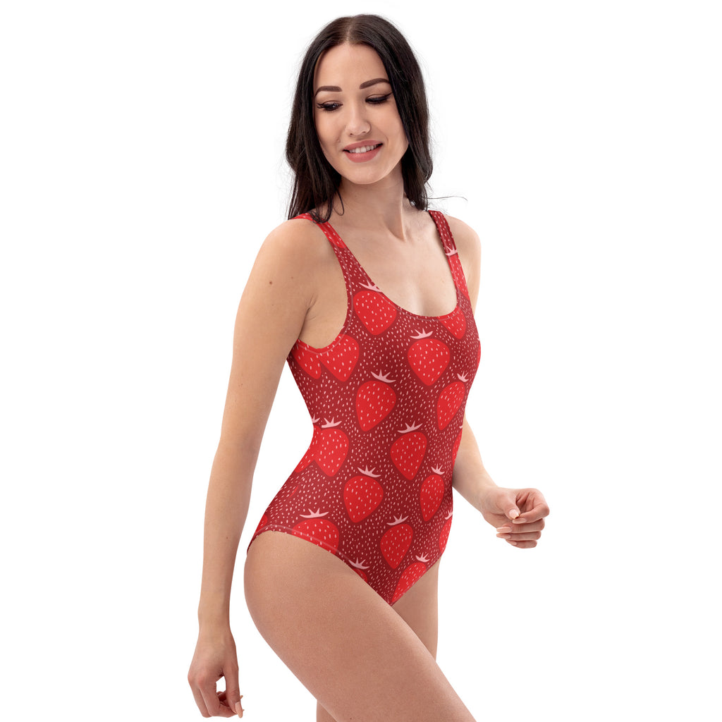 Women's Strawberry Print Buttery Soft Swimsuit With UPF 50+