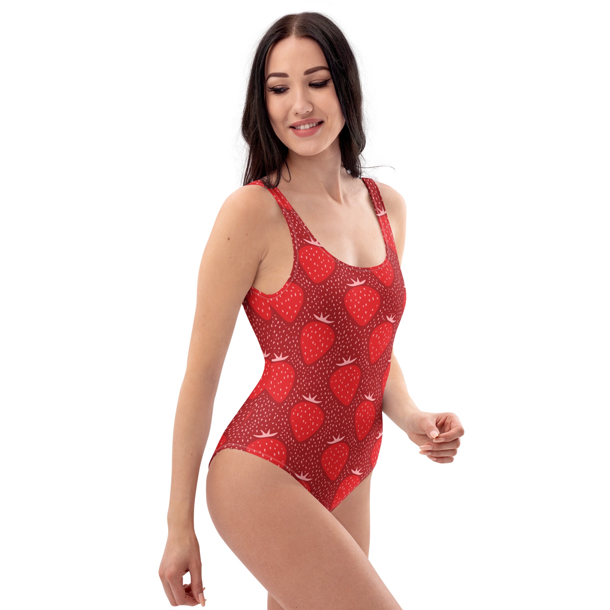 Women's Strawberry Print Buttery Soft Swimsuit With UPF 50+