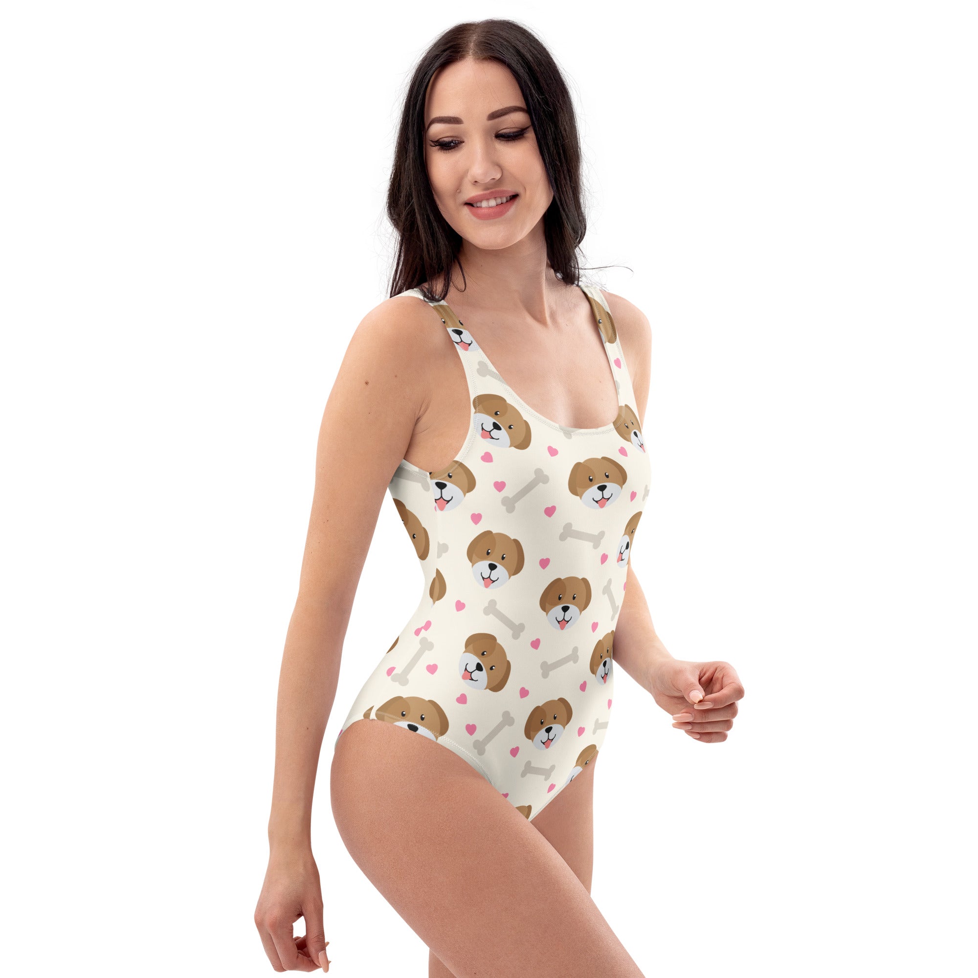 Women's Dog & Hearts Buttery Soft Swimsuit With UPF 50+