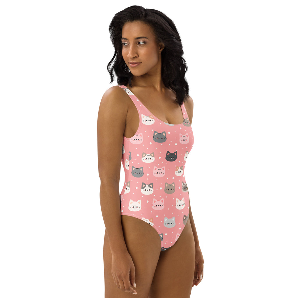 Women's Pink Cat Buttery Soft Swimsuit With UPF 50+