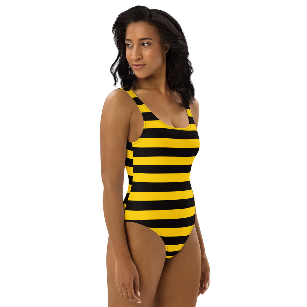 Women's Bumblebee Striped Buttery Soft Swimsuit With UPF 50+