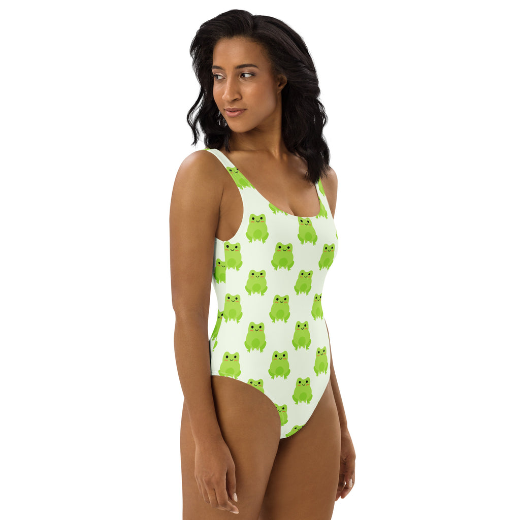 Women's Green Frog Buttery Soft Swimsuit With UPF 50+