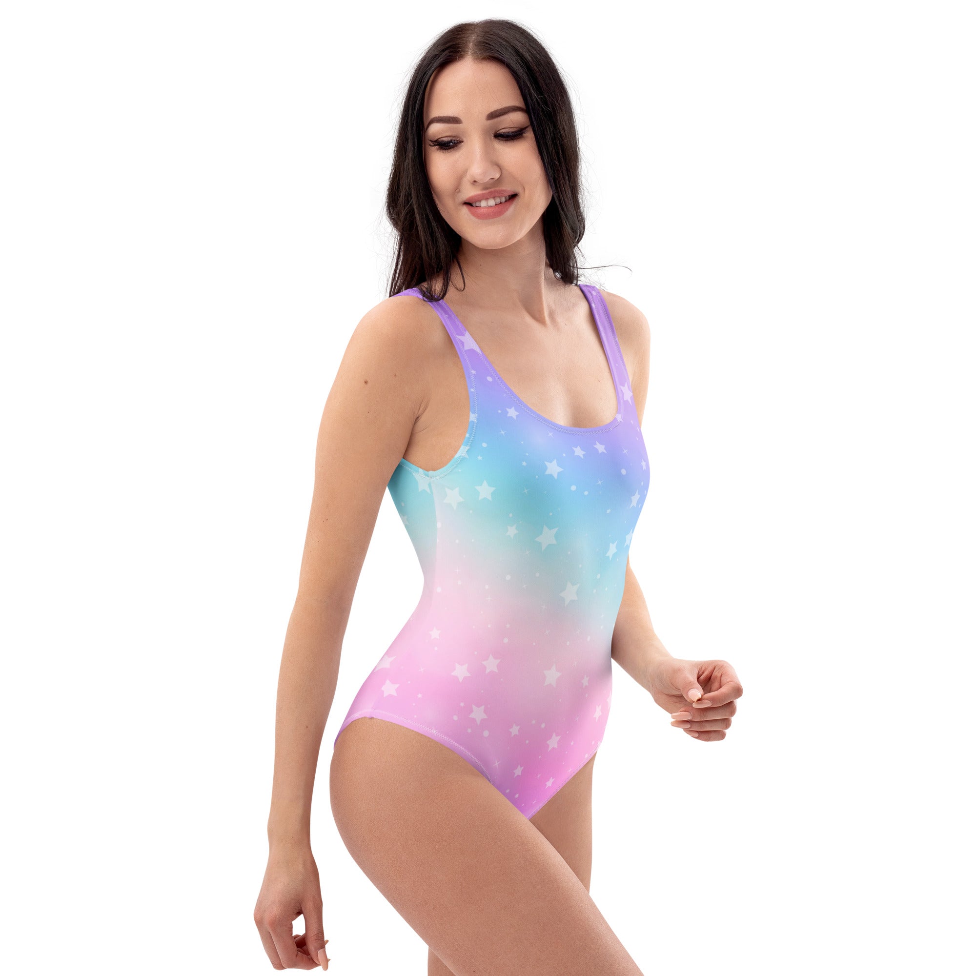 Women's Rainbow Stars Buttery Soft Swimsuit With UPF 50+