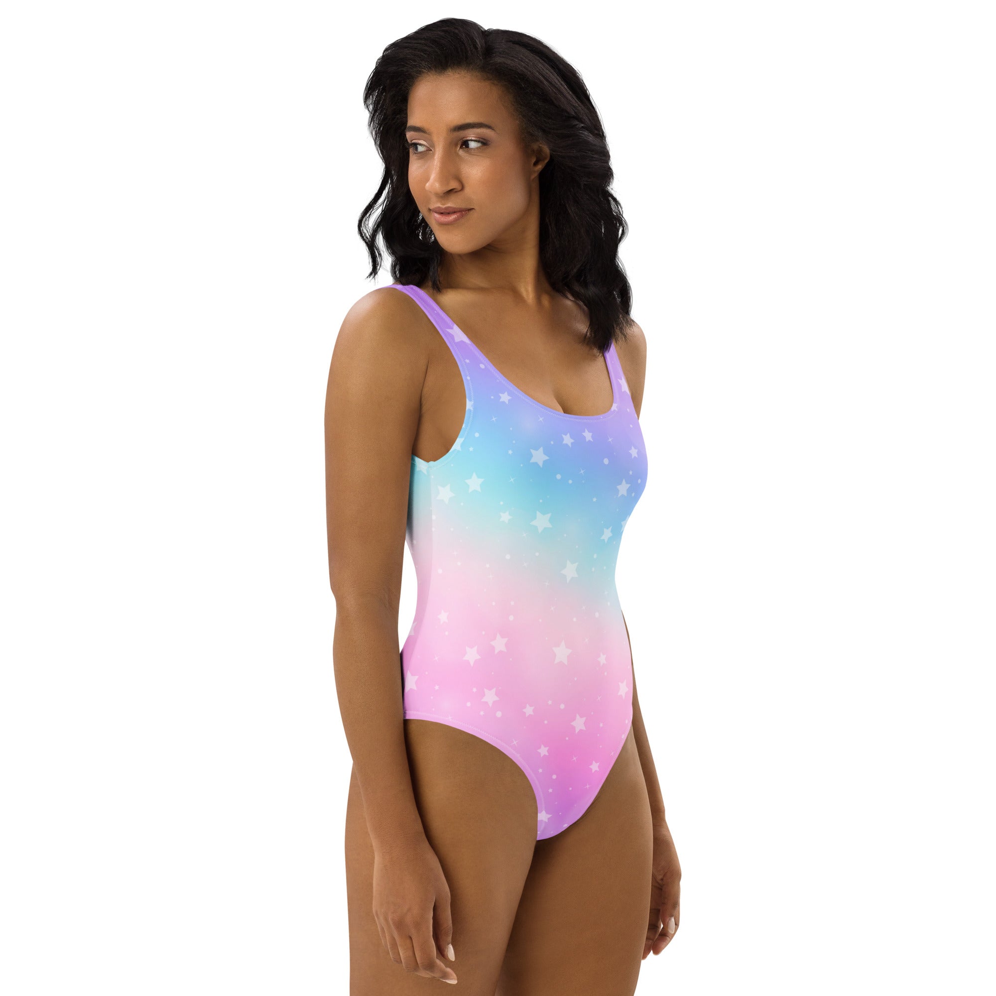 Women's Rainbow Stars Buttery Soft Swimsuit With UPF 50+