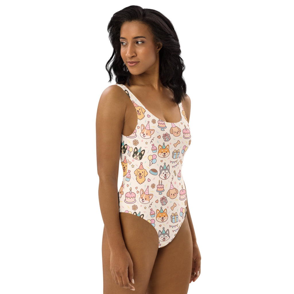 Women's Puppy Birthday Buttery Soft Swimsuit With UPF 50+
