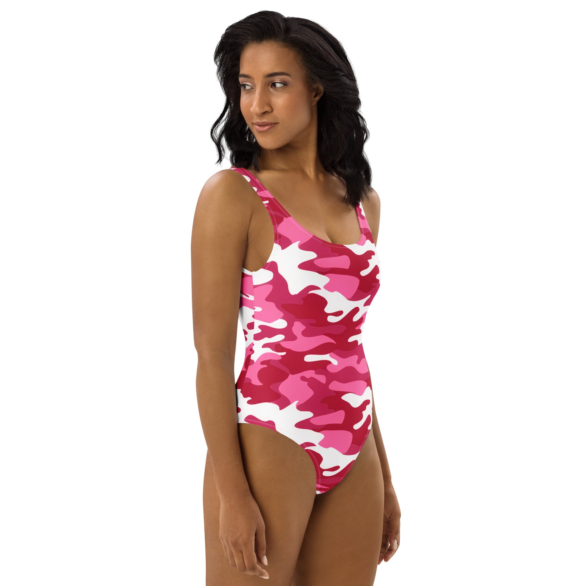 Women's Bright Pink Camouflage Buttery Soft Swimsuit With UPF 50+