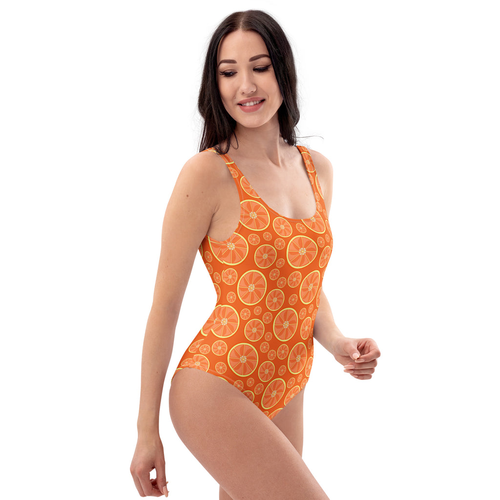 Women's Orange Citrus Buttery Soft Swimsuit With UPF 50+