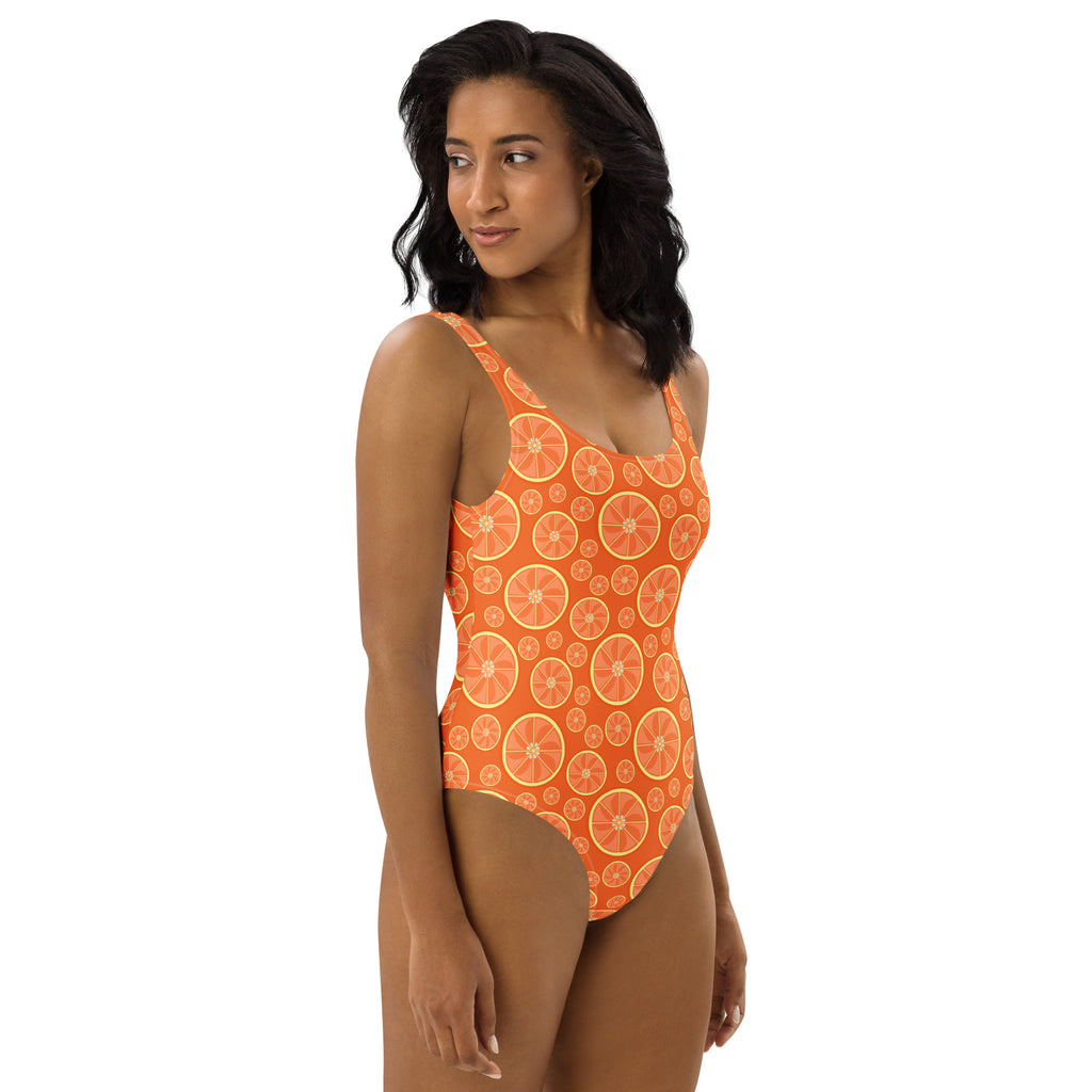 Women's Orange Citrus Buttery Soft Swimsuit With UPF 50+