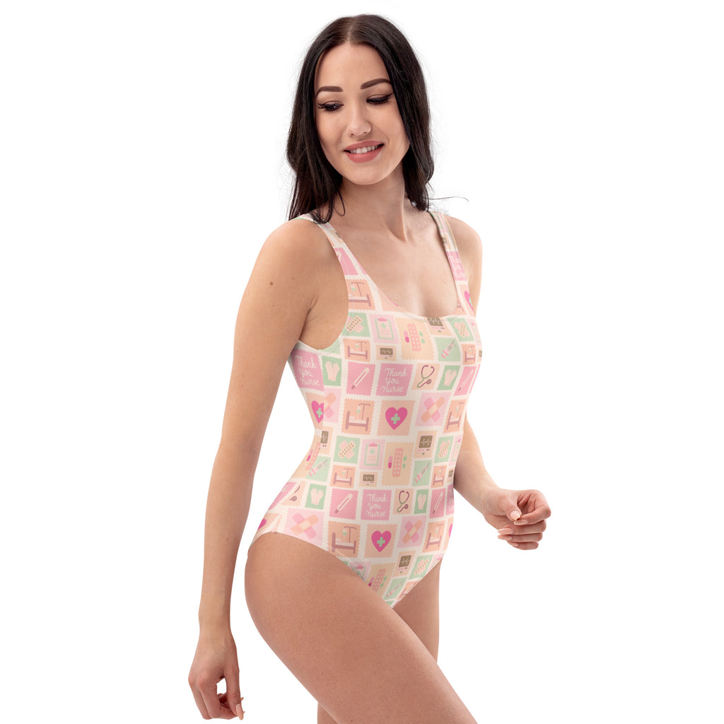 Women's Pink Nurse Icon Buttery Soft Swimsuit With UPF 50+