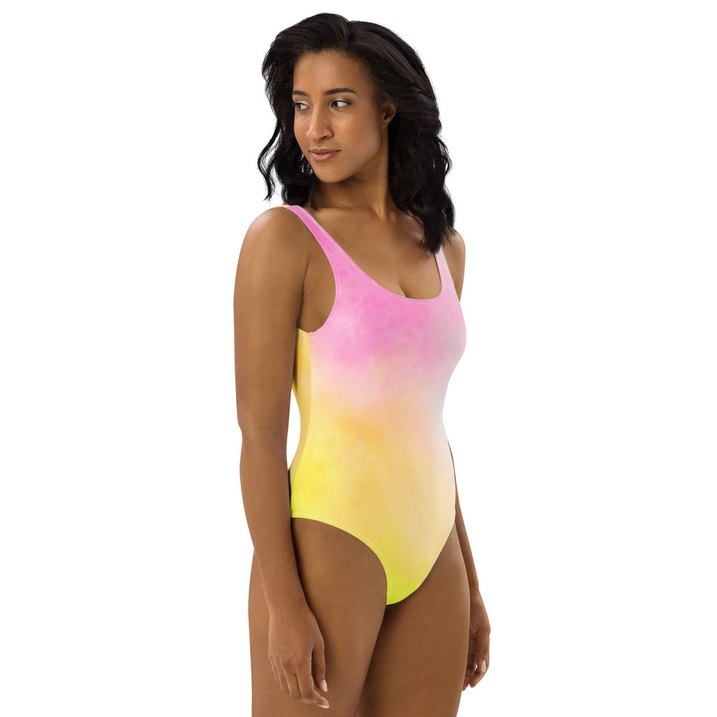 Women's Colorful Pastel Watercolor Buttery Soft Swimsuit With UPF 50+