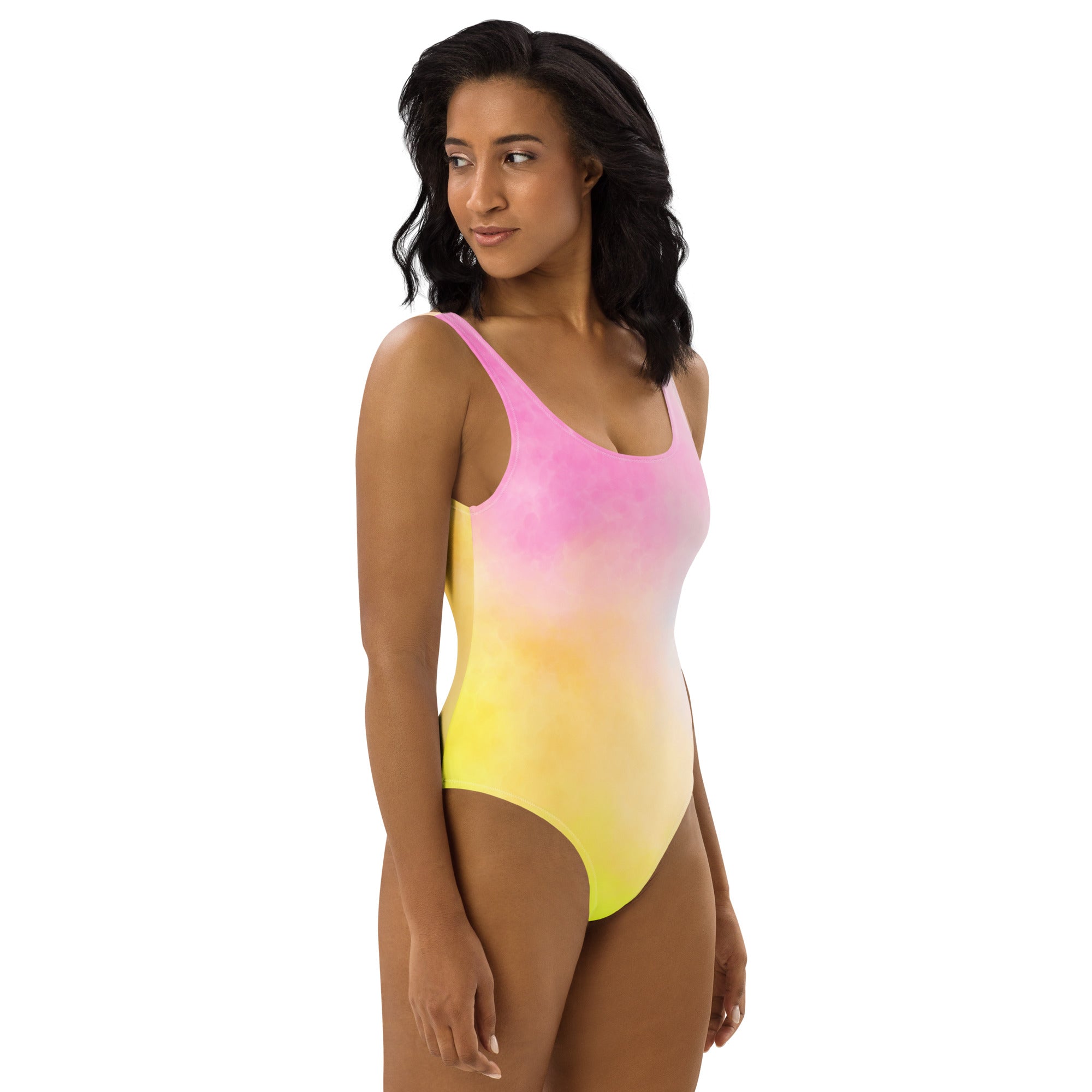 Women's Colorful Pastel Watercolor Buttery Soft Swimsuit With UPF 50+