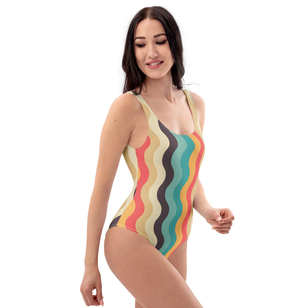 Women's Retro Wave Buttery Soft Swimsuit With UPF 50+