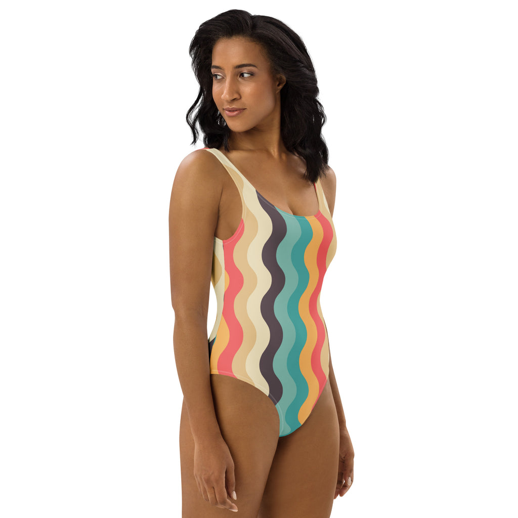 Women's Retro Wave Buttery Soft Swimsuit With UPF 50+