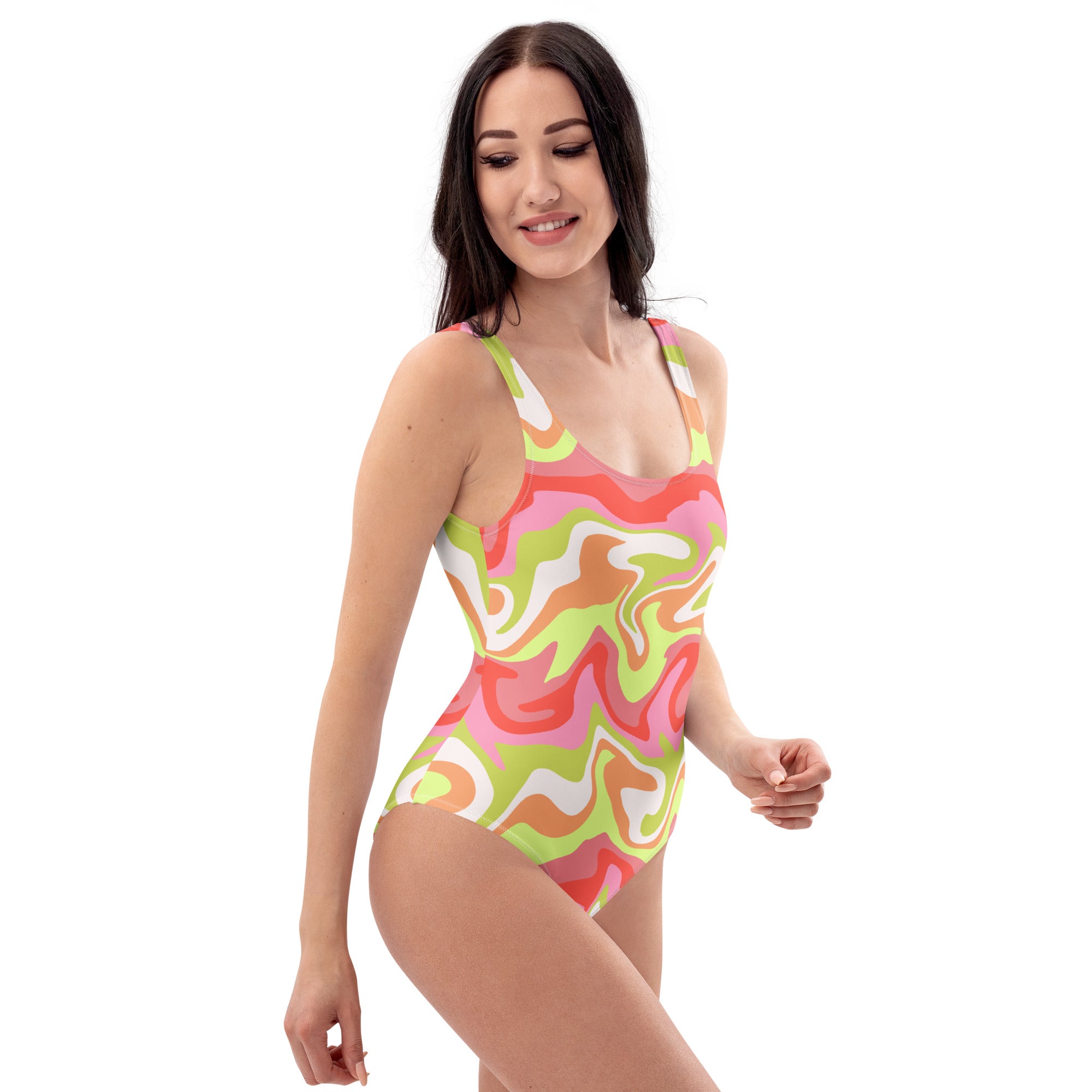 Women's Abstract Swirl Buttery Soft Swimsuit With UPF 50+