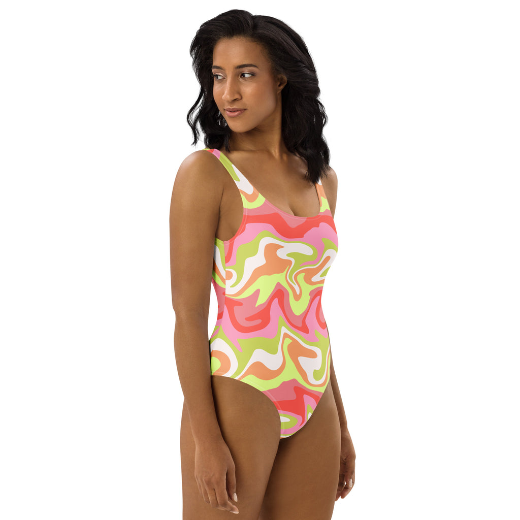 Women's Abstract Swirl Buttery Soft Swimsuit With UPF 50+