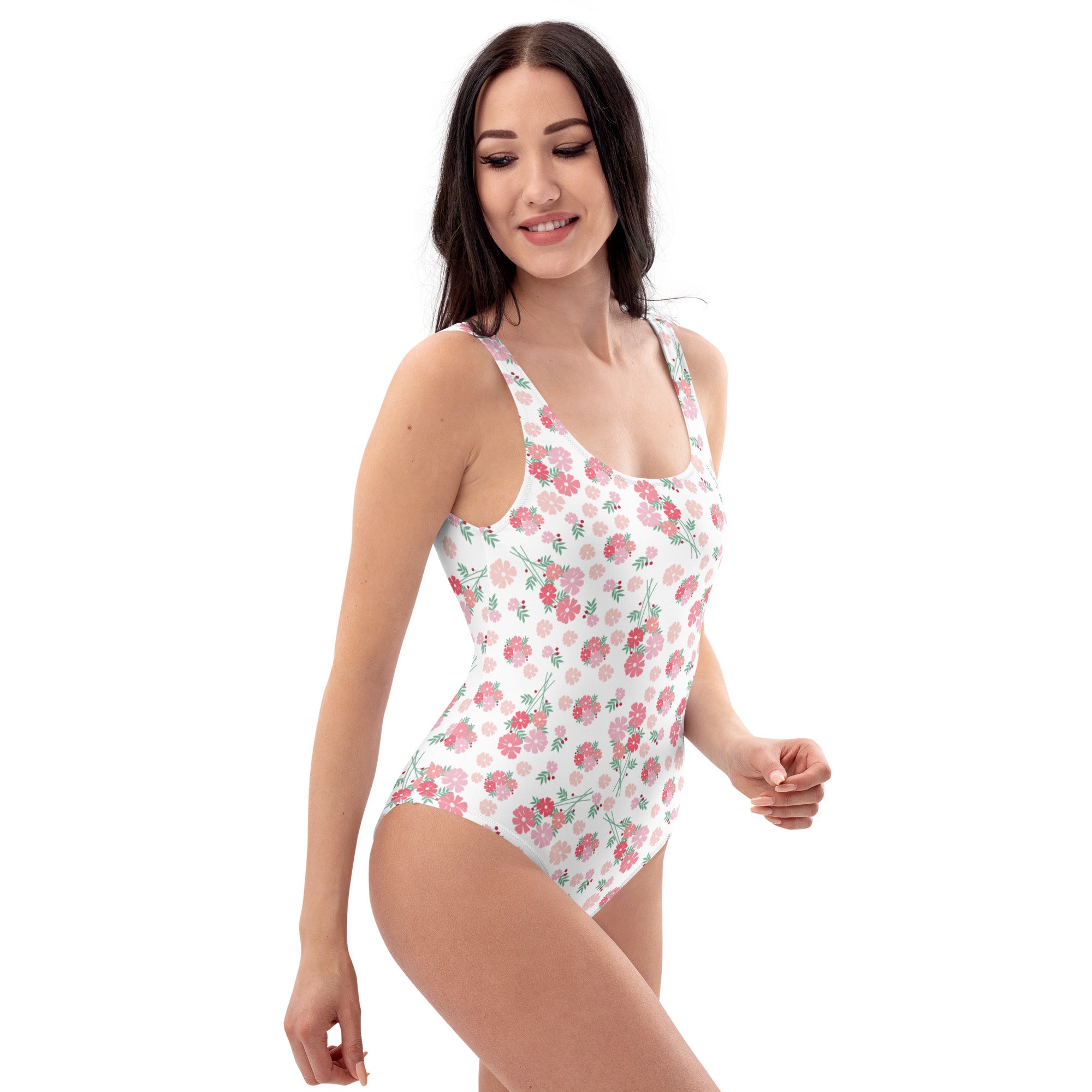 Women's Pink Floral Buttery Soft Swimsuit With UPF 50+