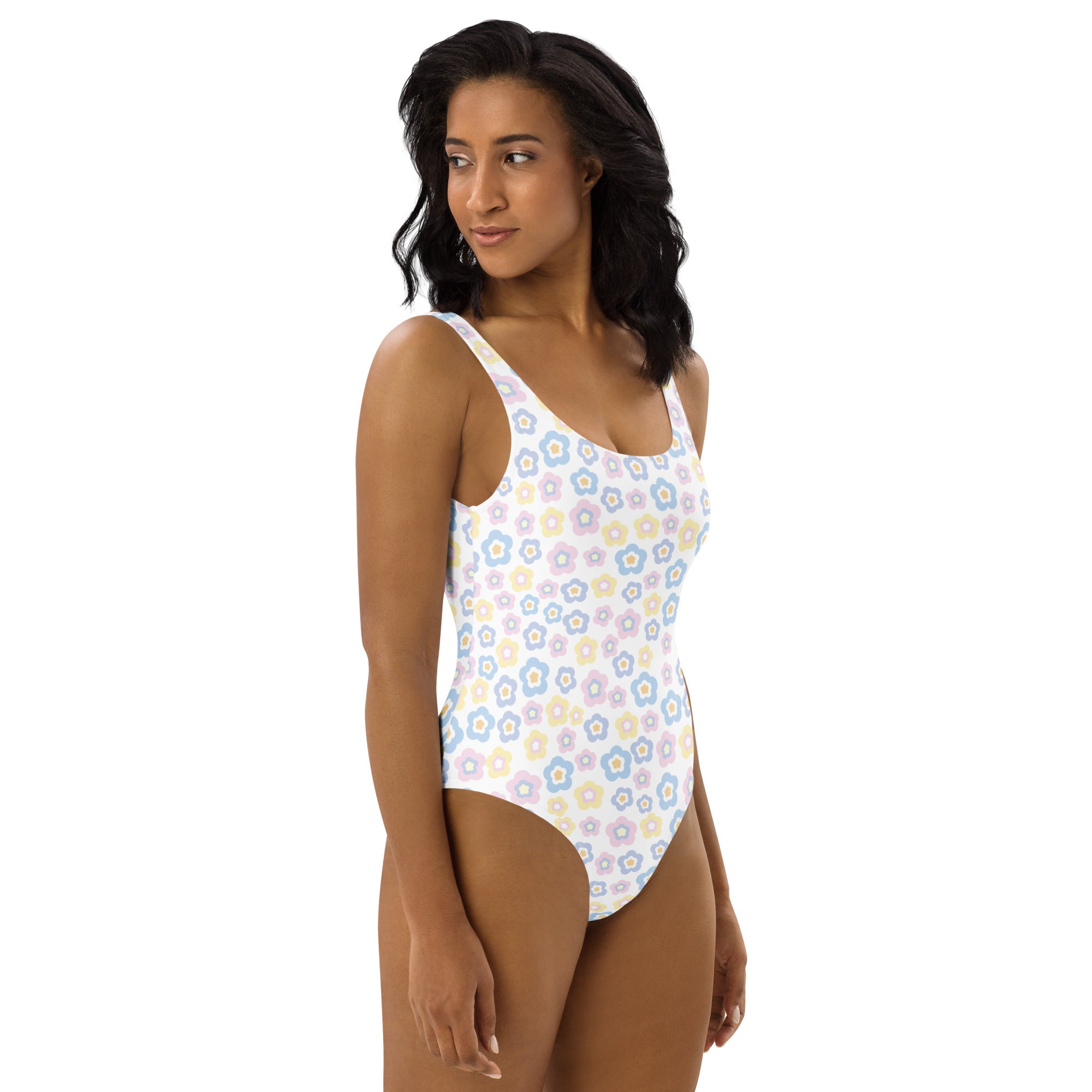 Women's Pastel Daisy Buttery Soft Swimsuit With UPF 50+