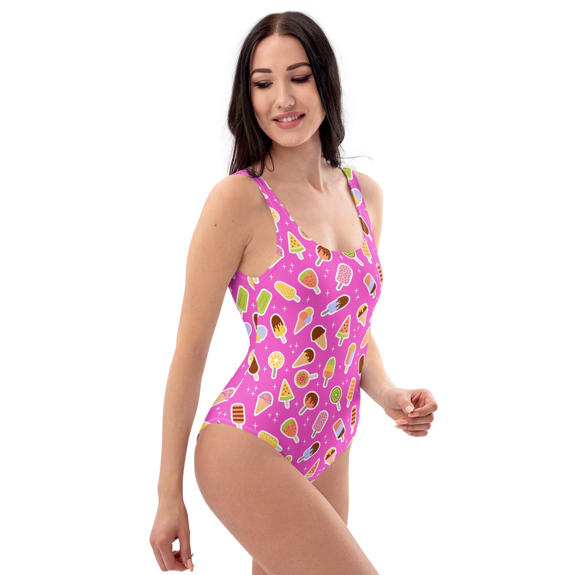 Women's Pink Ice Cream Popsicle Buttery Soft Swimsuit With UPF 50+