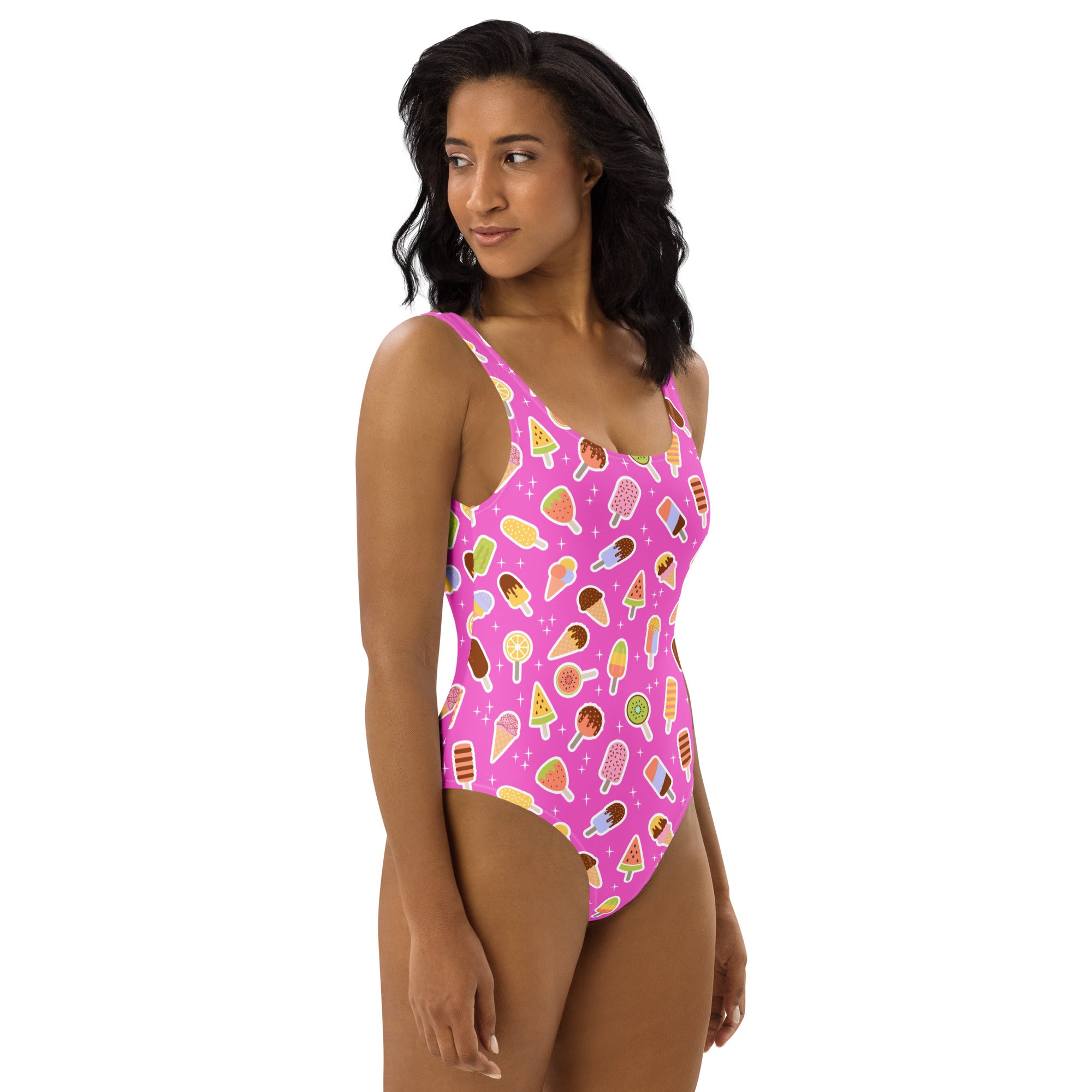 Women's Pink Ice Cream Popsicle Buttery Soft Swimsuit With UPF 50+