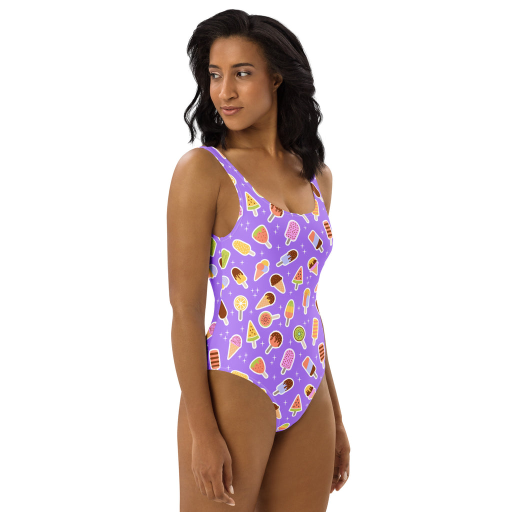 Women's Purple Ice Cream Popsicle Buttery Soft Swimsuit With UPF 50+