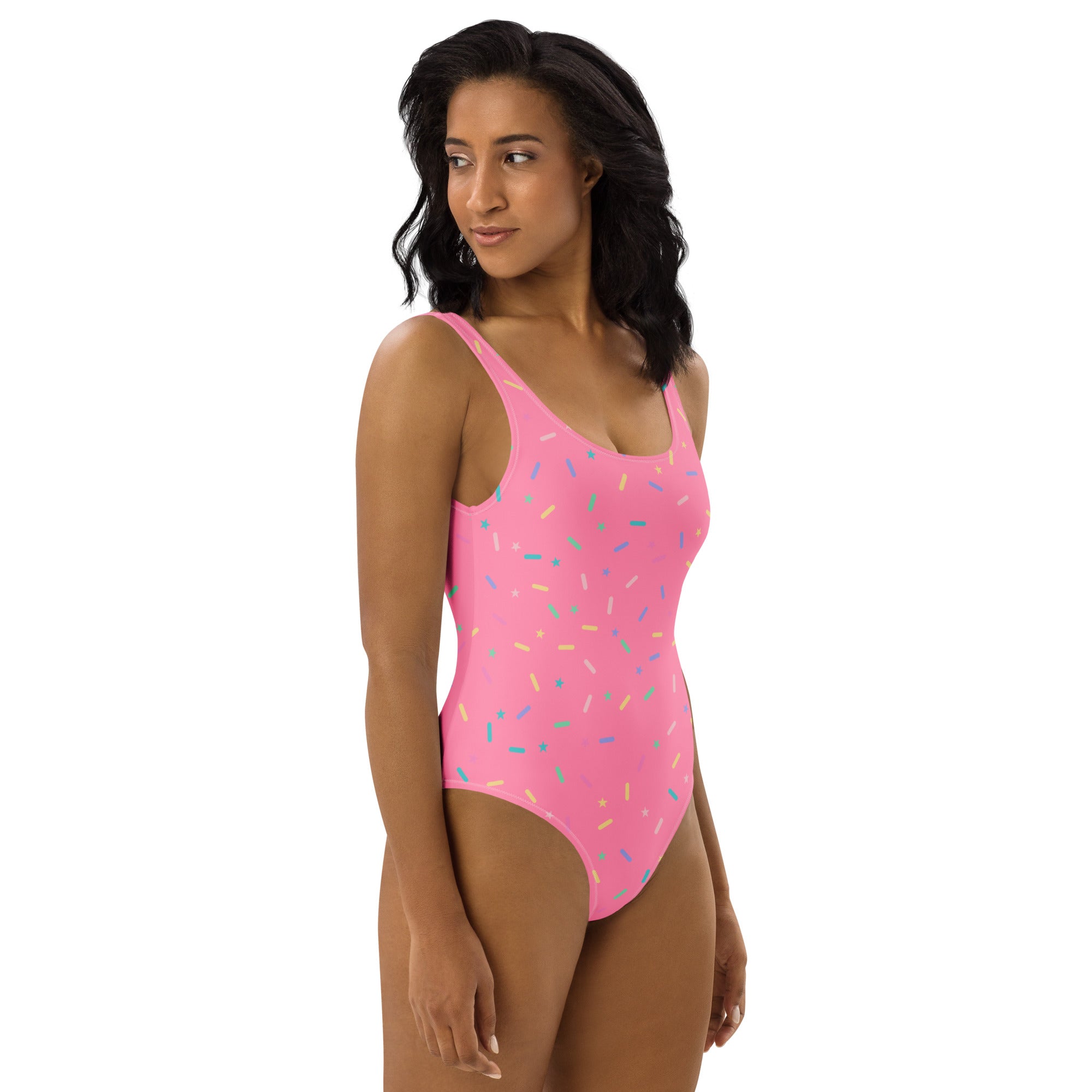 Women's Pink Sprinkle Confetti Buttery Soft Swimsuit With UPF 50+
