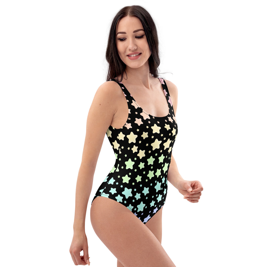 Women's Pastel Rainbow Star Buttery Soft Swimsuit With UPF 50+