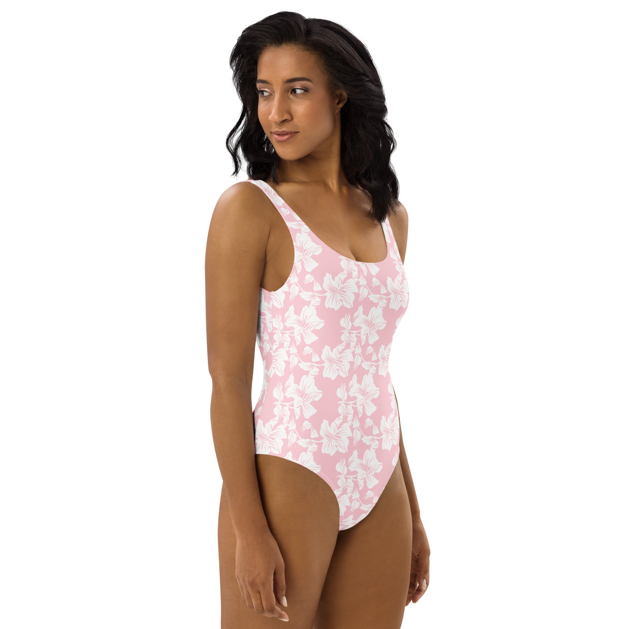 Women's Pink Tropical Floral Buttery Soft Swimsuit With UPF 50+