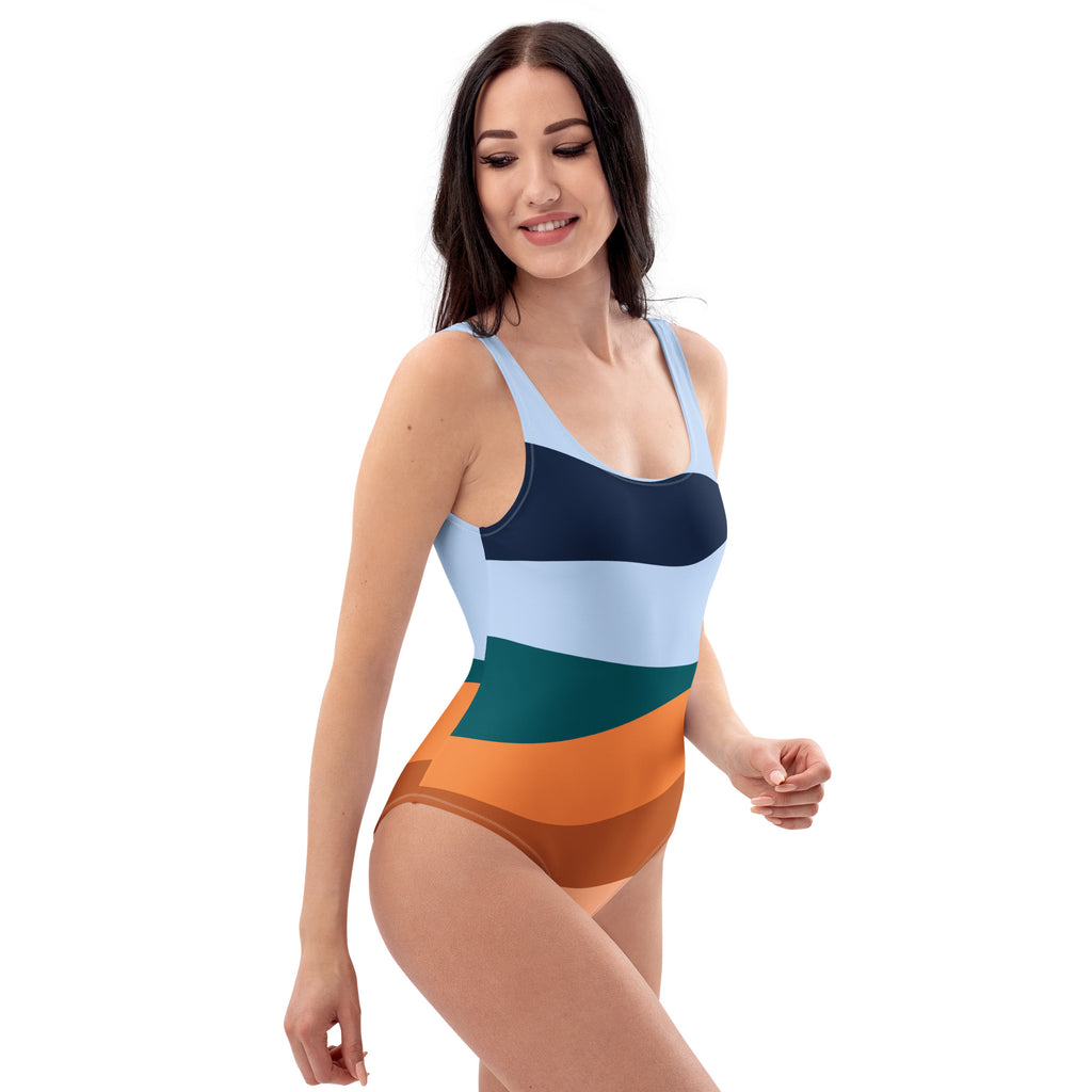 Women's Retro Coastal Stripe Buttery Soft Swimsuit With UPF 50+