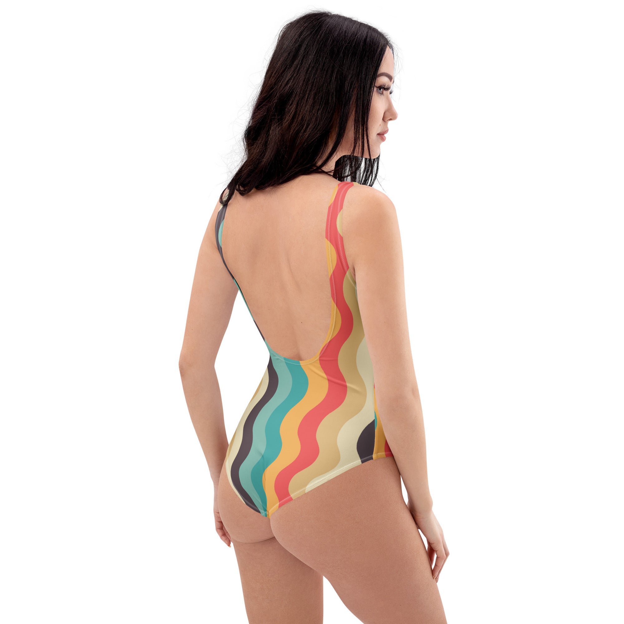 Women's Retro Wave Buttery Soft Swimsuit With UPF 50+