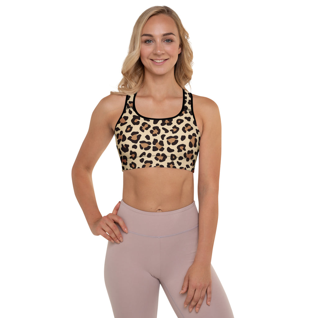 Women’s Leopard Print Padded Sports Bra – Buttery Soft, Supportive & Quick-Dry