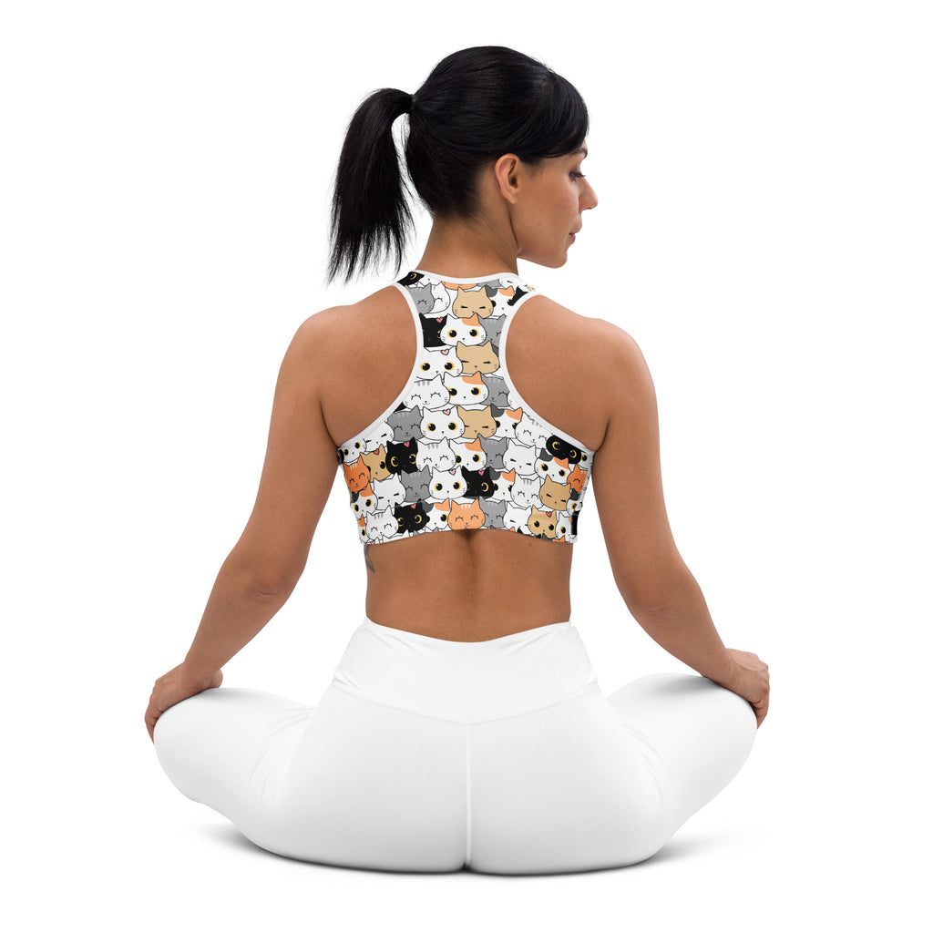 Women’s Cat Face Padded Sports Bra – Buttery Soft, Supportive & Quick-Dry