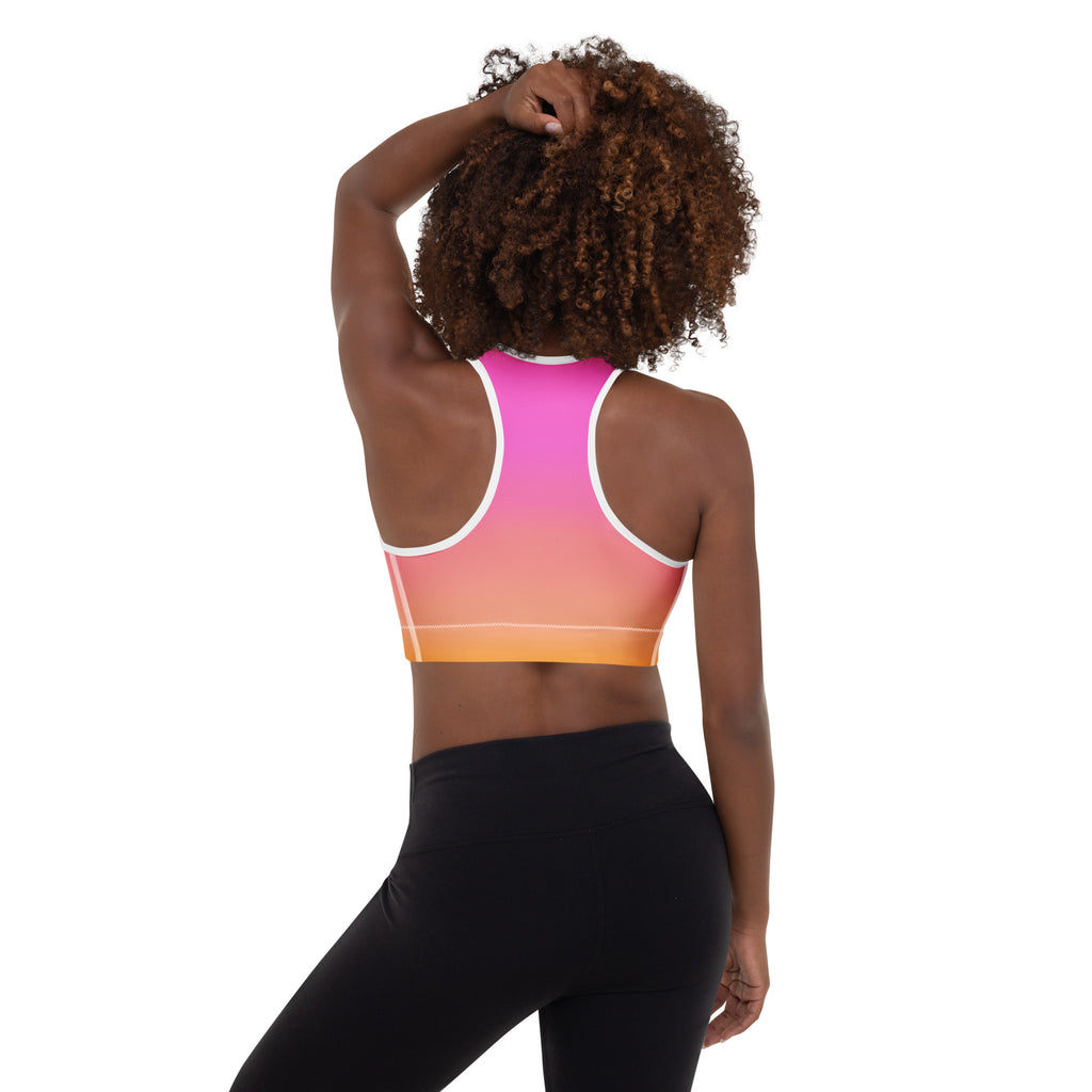 Women’s Sunset Ombre Padded Sports Bra – Buttery Soft, Supportive & Quick-Dry