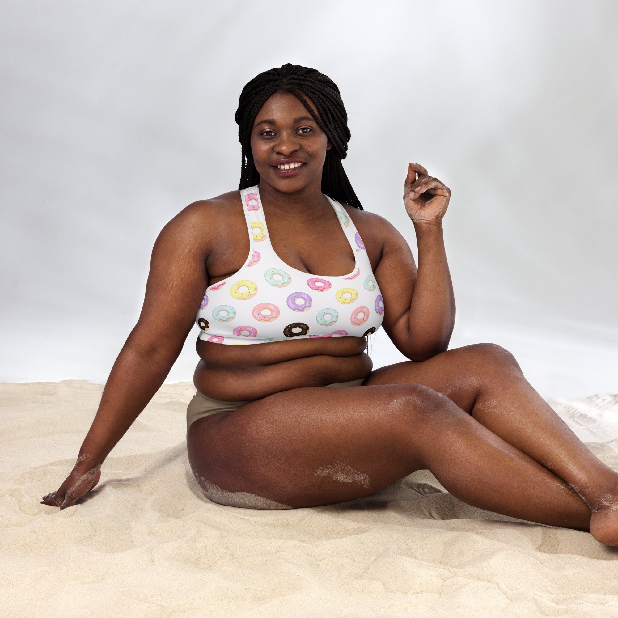 Women’s Colorful Donuts Padded Sports Bra – Buttery Soft, Supportive & Quick-Dry