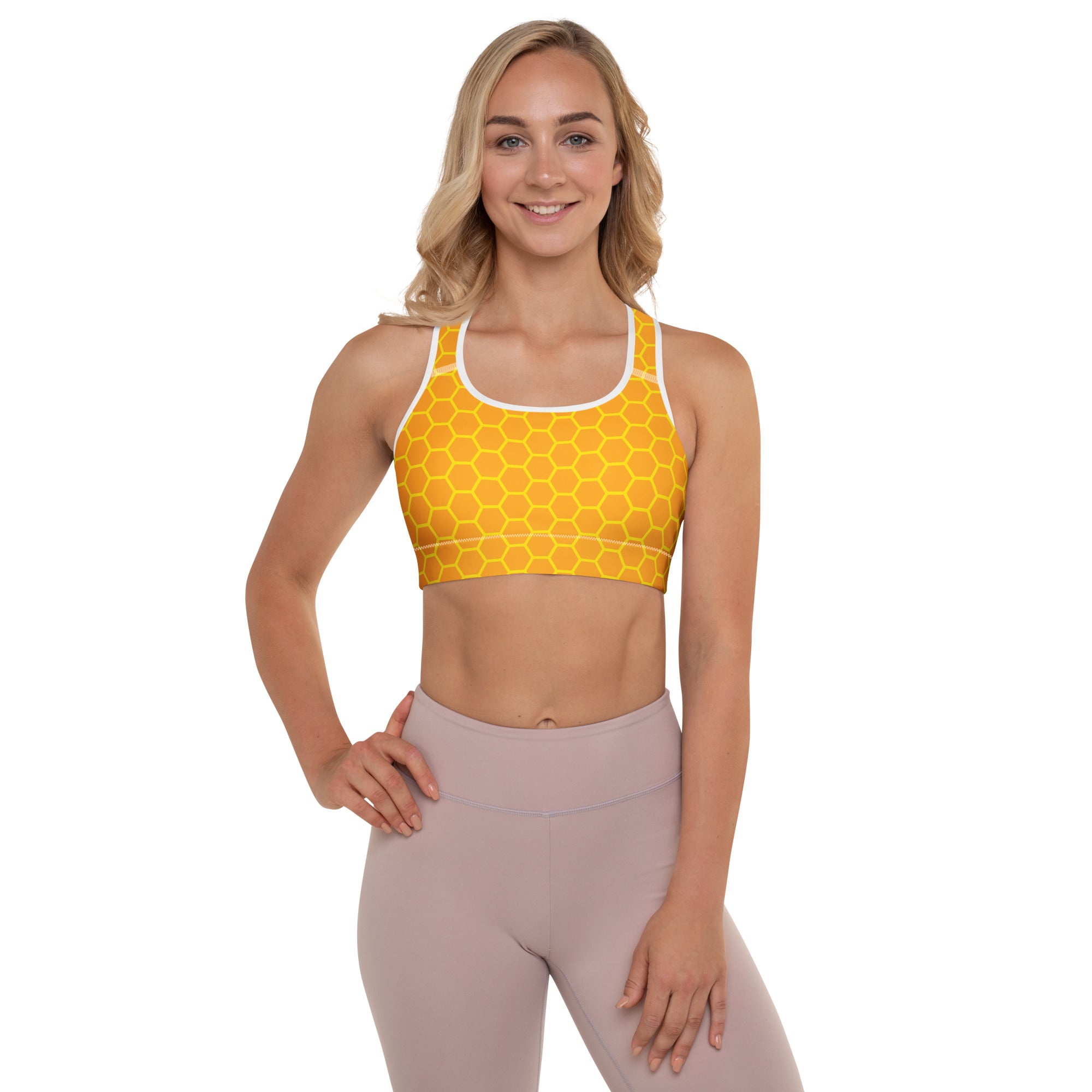Women’s Honeycomb Padded Sports Bra – Buttery Soft, Supportive & Quick-Dry