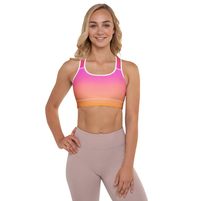 Women’s Sunset Ombre Padded Sports Bra – Buttery Soft, Supportive & Quick-Dry