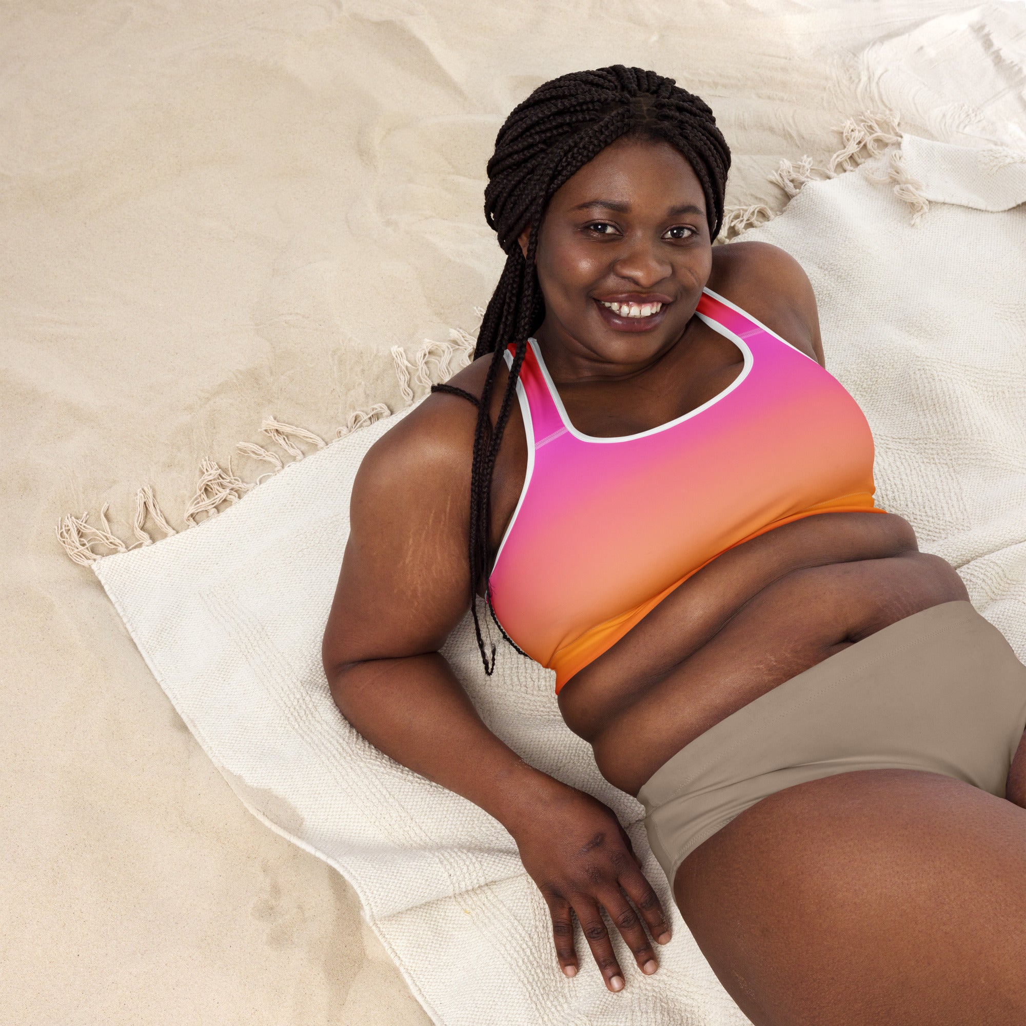 Women’s Sunset Ombre Padded Sports Bra – Buttery Soft, Supportive & Quick-Dry