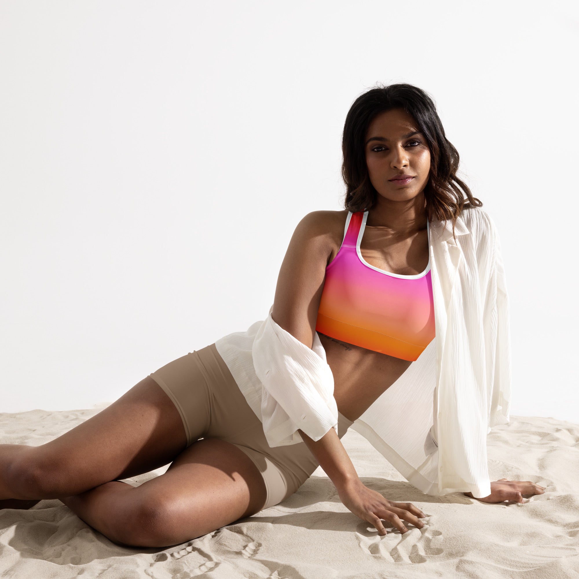 Women’s Sunset Ombre Padded Sports Bra – Buttery Soft, Supportive & Quick-Dry