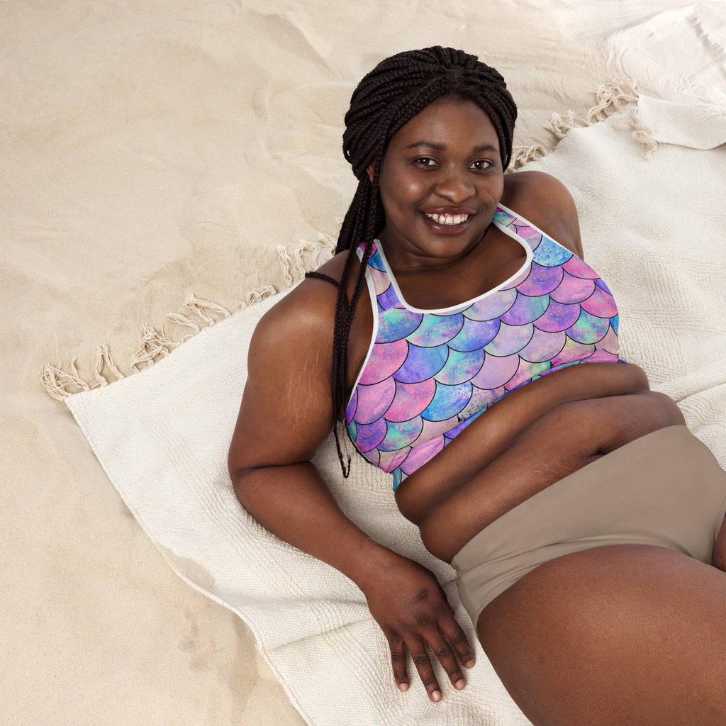 Women’s Pastel Mermaid Padded Sports Bra – Buttery Soft, Supportive & Quick-Dry