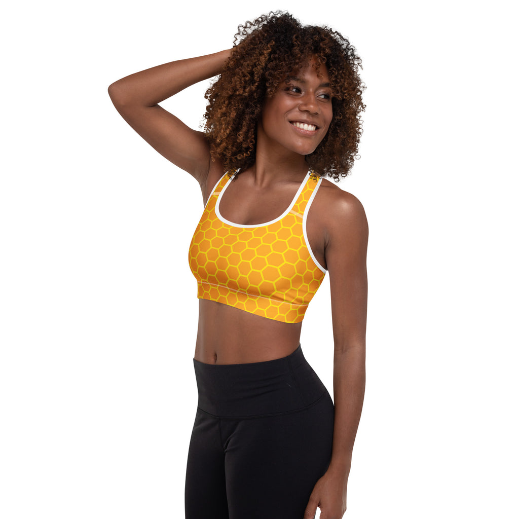 Women’s Honeycomb Padded Sports Bra – Buttery Soft, Supportive & Quick-Dry
