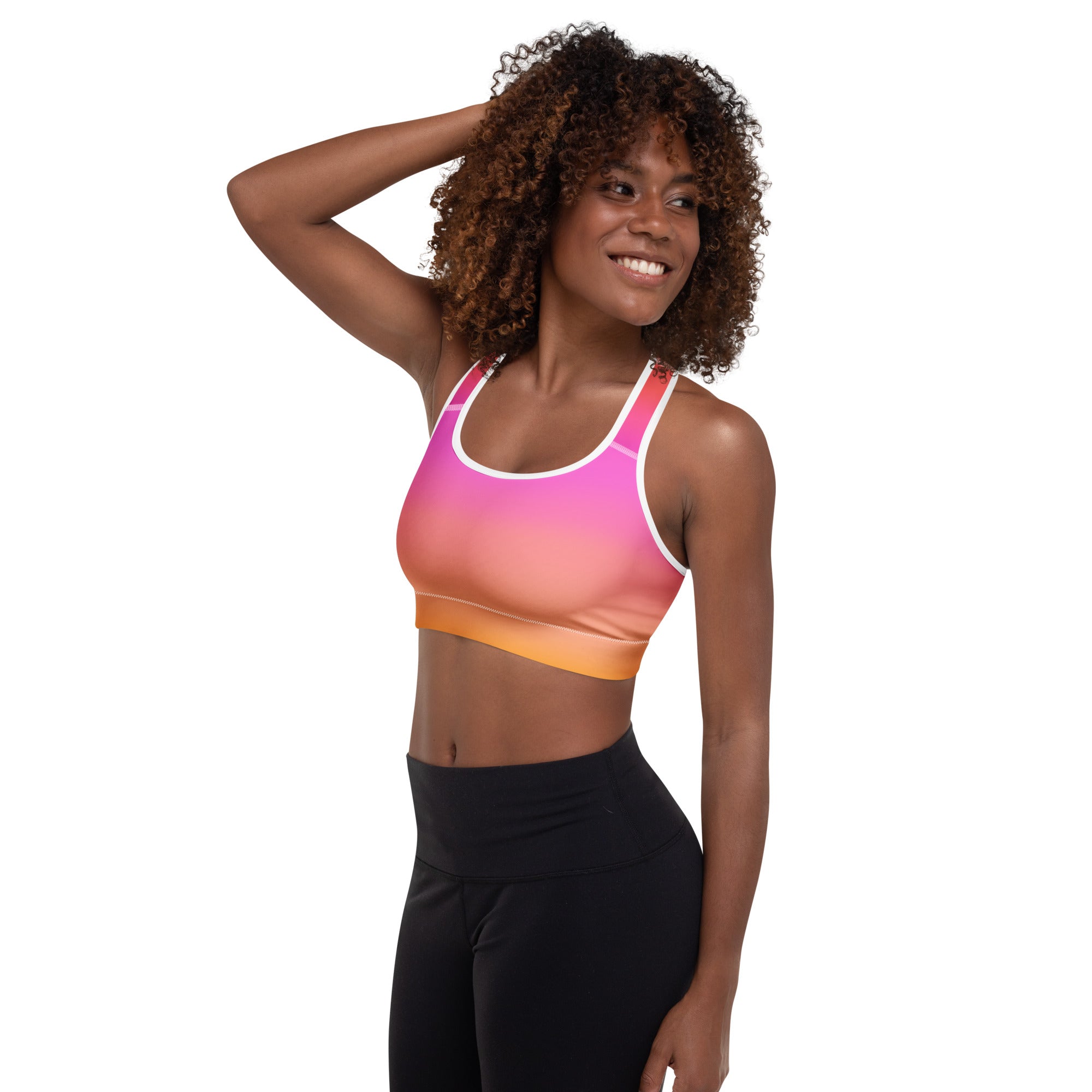Women’s Sunset Ombre Padded Sports Bra – Buttery Soft, Supportive & Quick-Dry