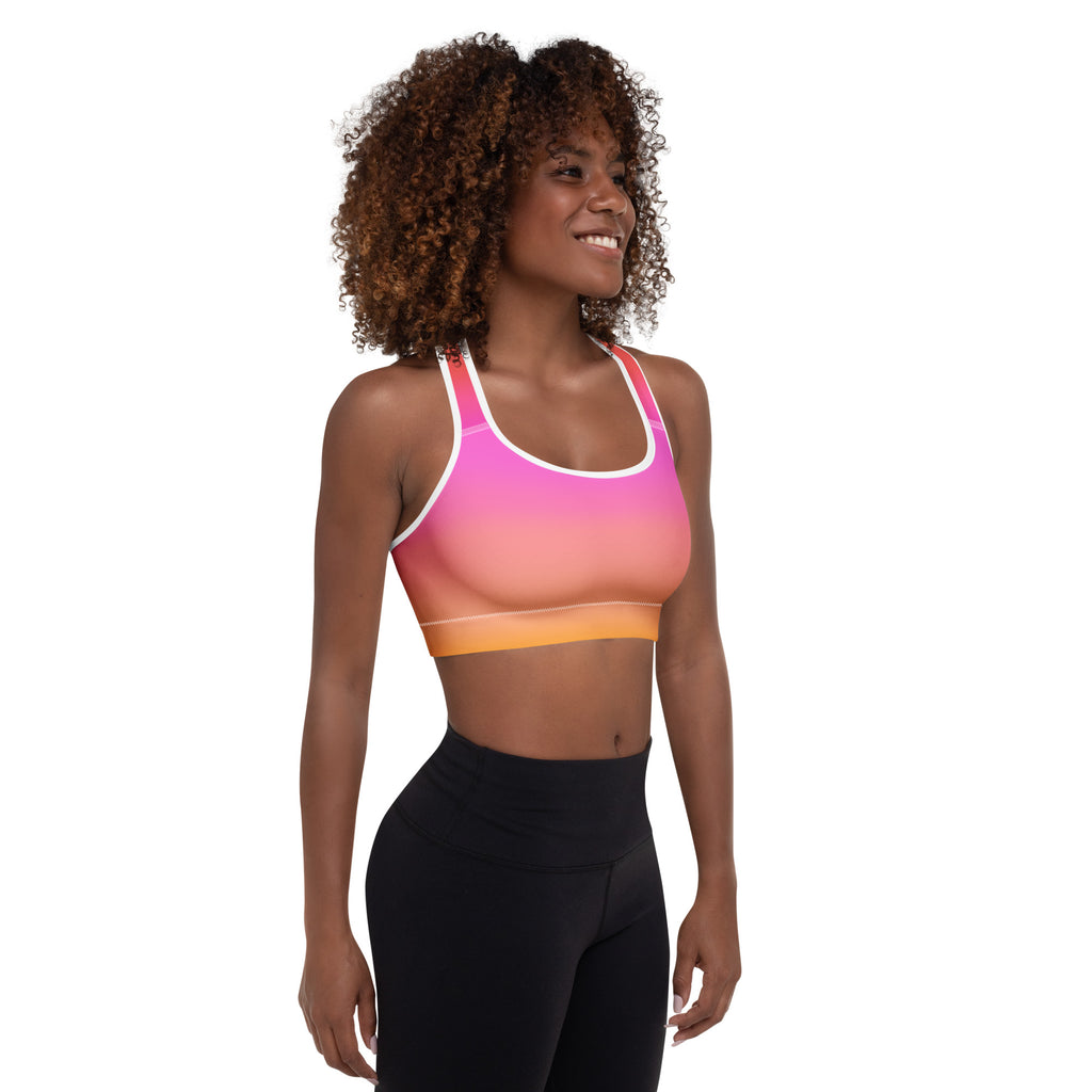 Women’s Sunset Ombre Padded Sports Bra – Buttery Soft, Supportive & Quick-Dry