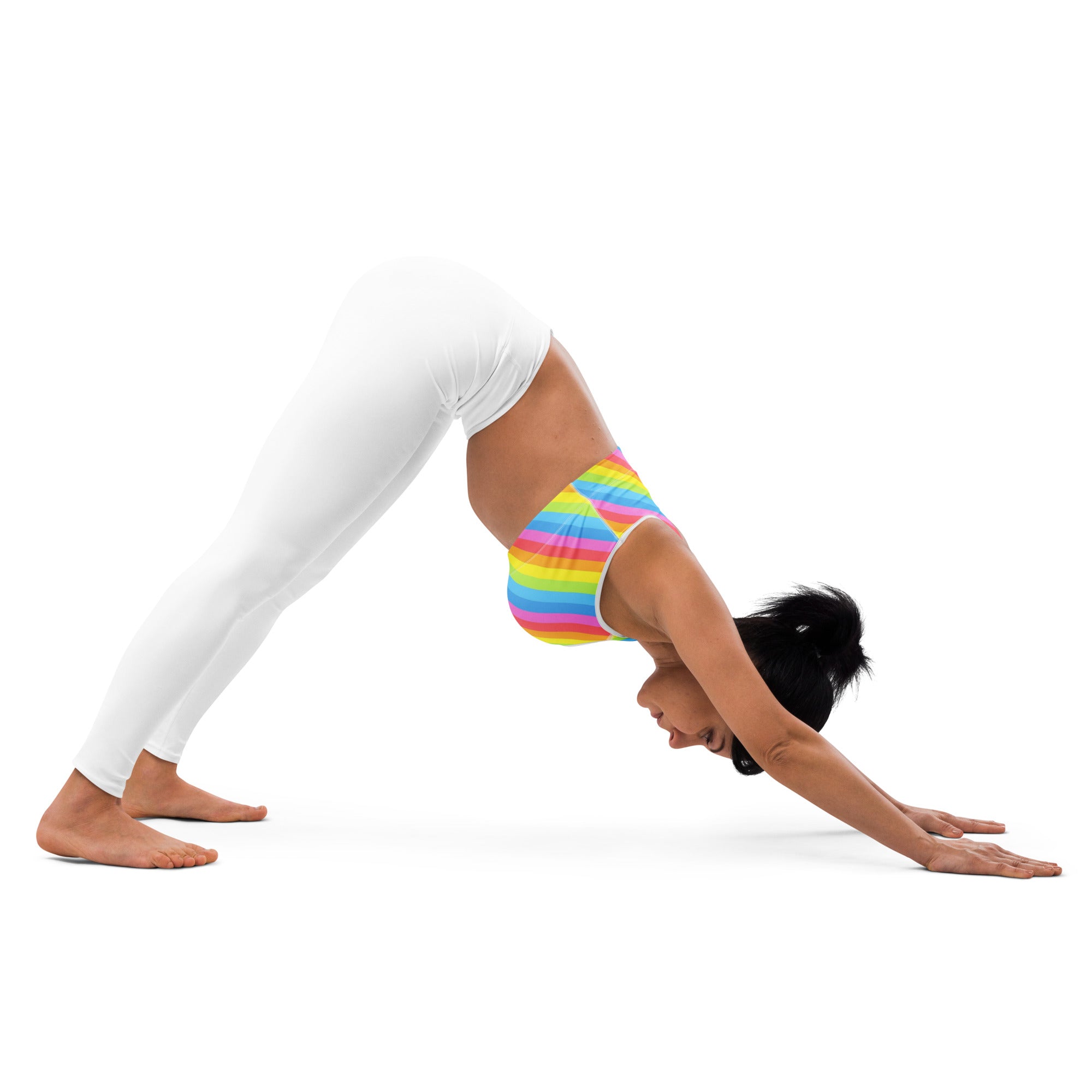 Women’s Rainbow Stripe Padded Sports Bra – Buttery Soft, Supportive & Quick-Dry