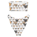 Women's Kawaii Cats Recycled Bandeau Bikini - Quick Drying Fabric With UPF 50+
