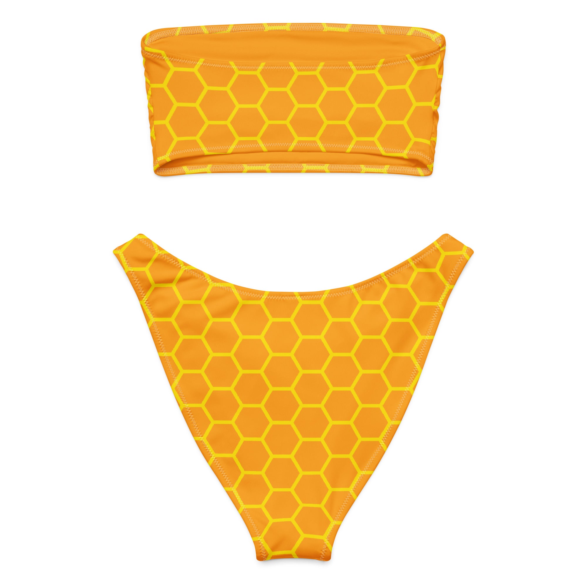 Women's Honeycomb Recycled Bandeau Bikini - Quick Drying Fabric With UPF 50+