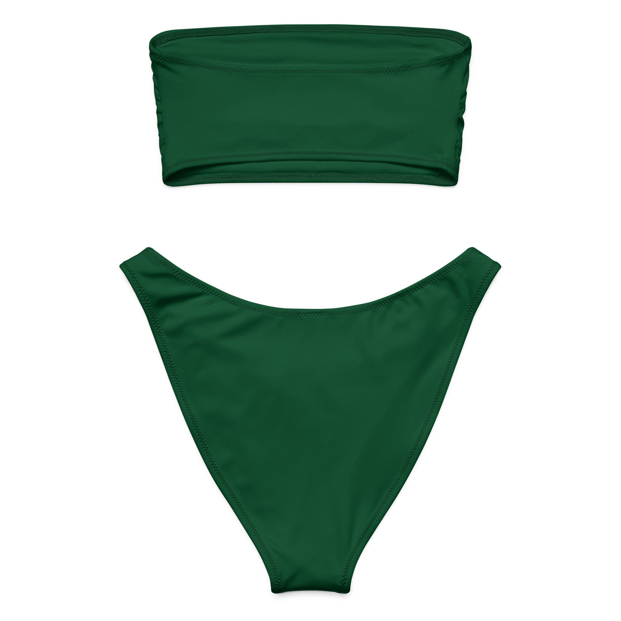 Women's Dark Green Recycled Bandeau Bikini - Quick Drying Fabric With UPF 50+