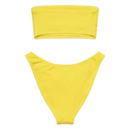 Women's Yellow Recycled Bandeau Bikini - Quick Drying Fabric With UPF 50+
