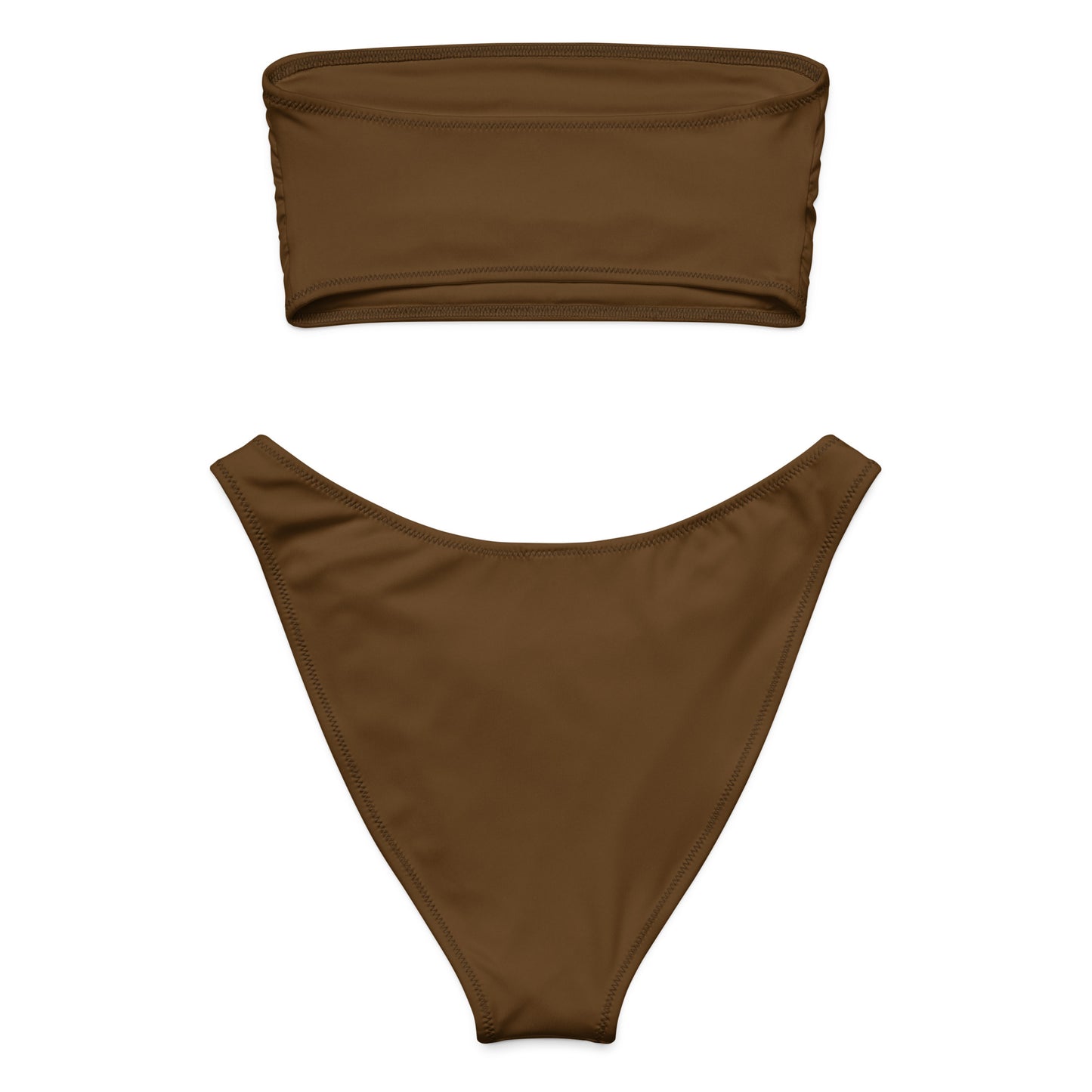 Women's Brown Recycled Bandeau Bikini - Quick Drying Fabric With UPF 50+