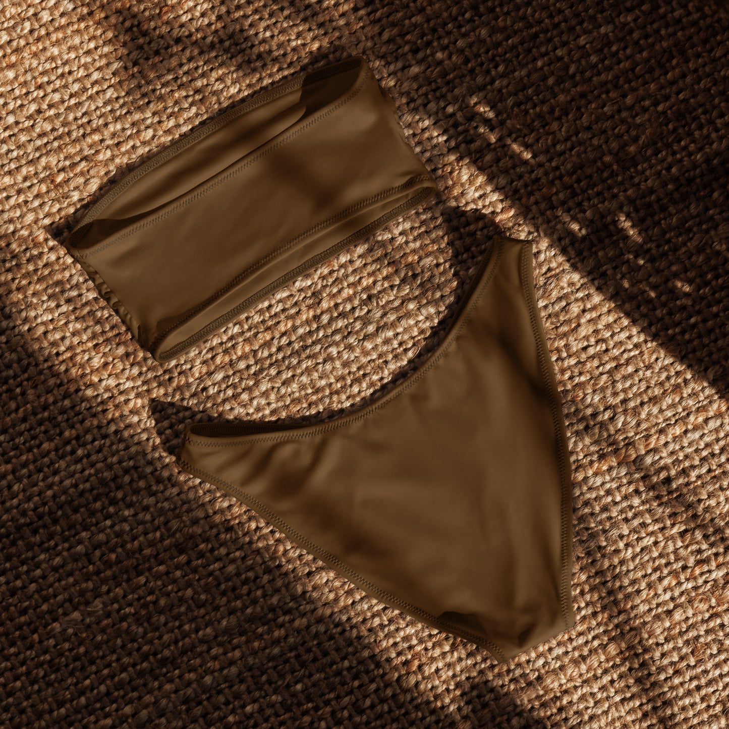 Women's Brown Recycled Bandeau Bikini - Quick Drying Fabric With UPF 50+